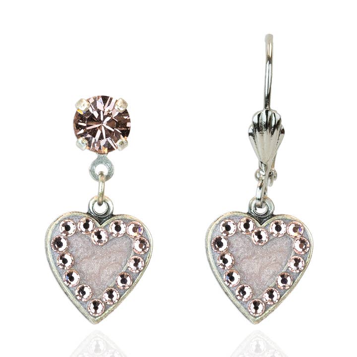 Orecchino con ciondolo a cuore di cristallo Giardino Rosa dell'Amore per la vendita all'ingrosso da parte di Anne Koplik Designs, Inc.