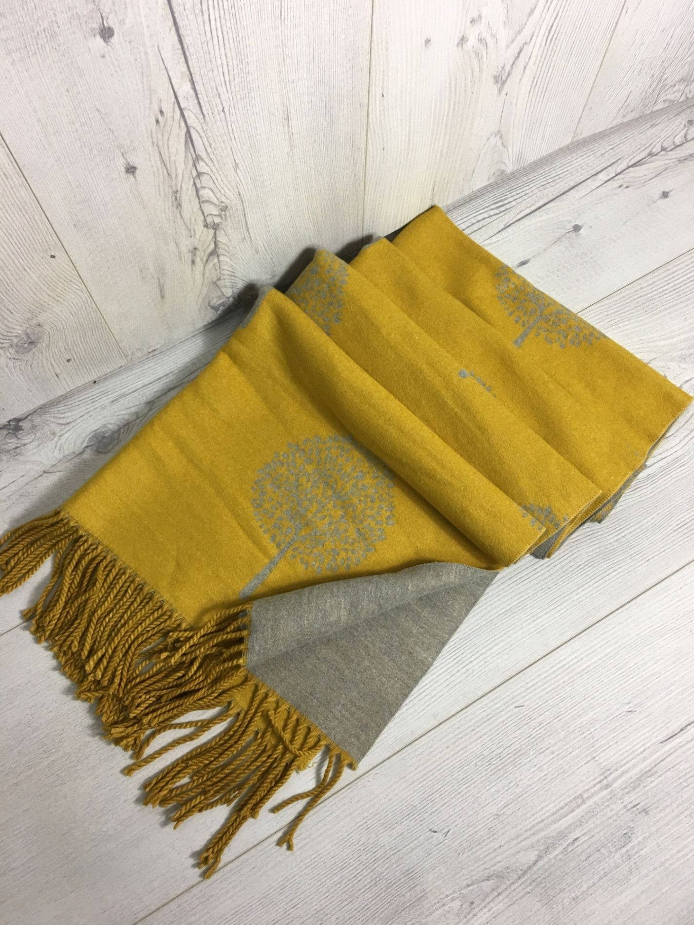 Yellow Grey IRS-024D 2 Sided Tree Scarf 60cm x 190cm for wholesale on Faire1