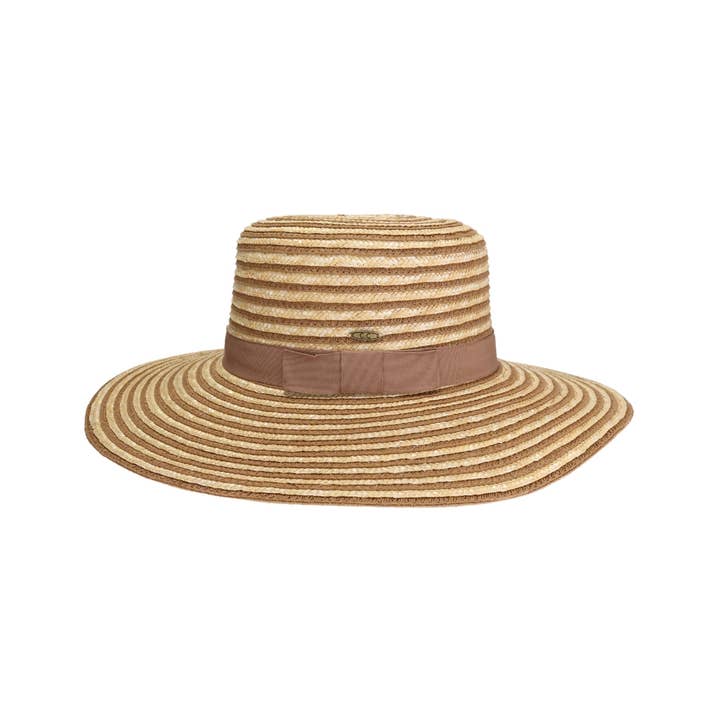 C.C Beanie - Wholesale Straw Hat - Women's - Stripe C.C Boater Sun Hat STH0033