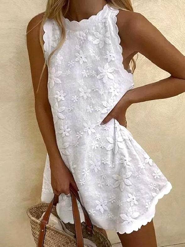 Sleeveless Embroidered Mini Vest Dress for wholesale by Rosa Clothing