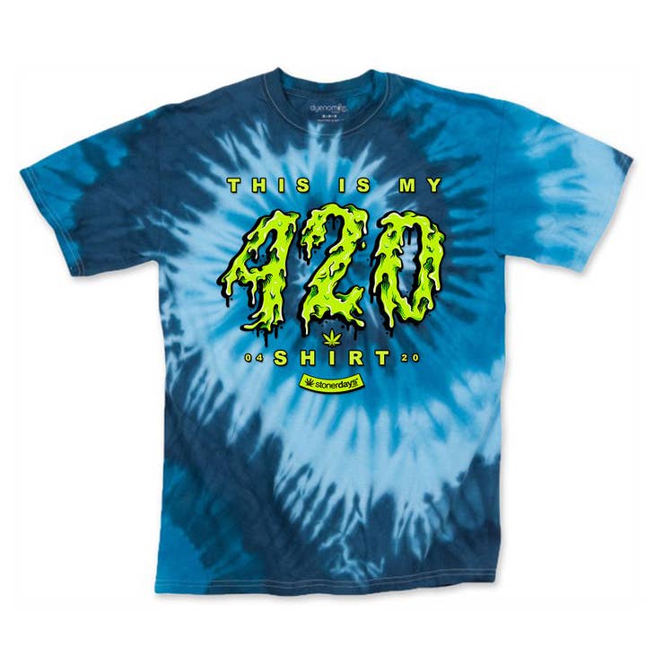 This is my 420 Shirt Blue Tie dye for wholesale by StonerDays Apparel