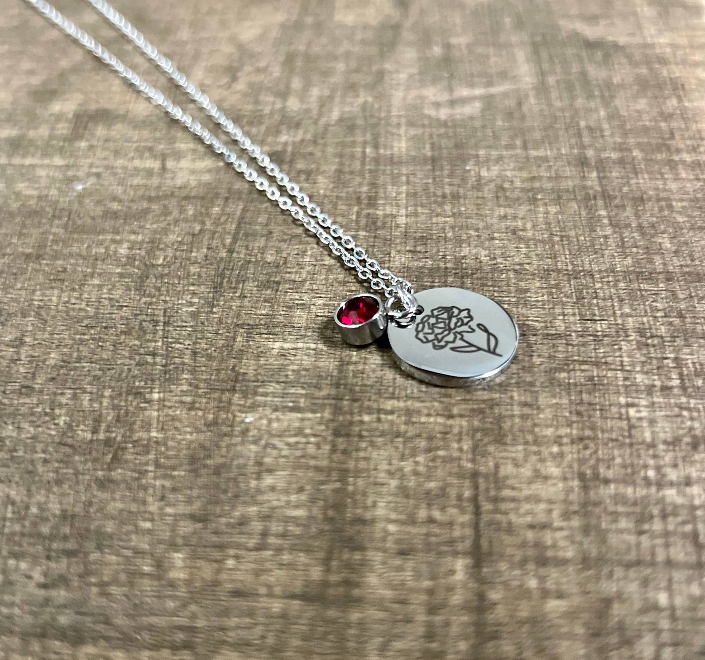 Briano Wholesale - Wholesale Pendant/Charm Necklace - Silver Birth Flower Necklaces - Stainless Steel0