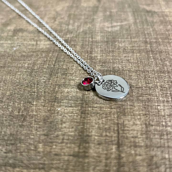 Briano Wholesale - Wholesale Pendant/charm necklace - Silver Birth Flower Necklaces - Stainless Steel