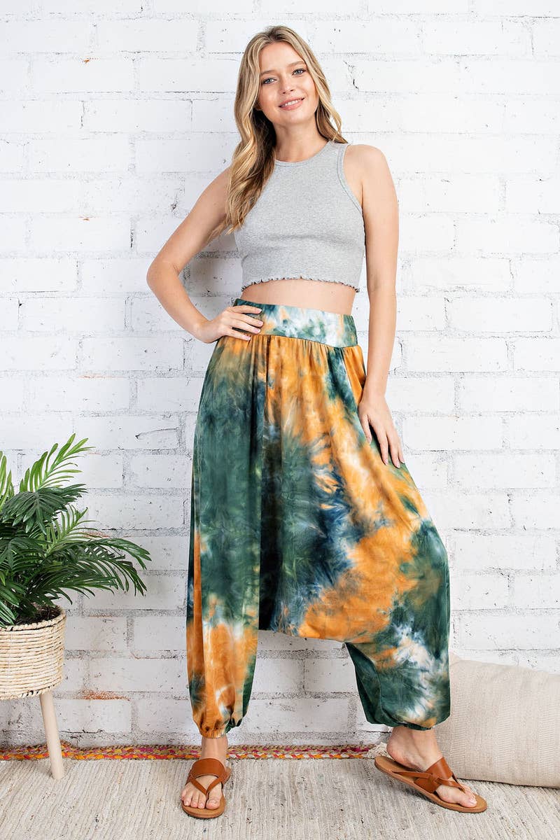 FSL Apparel - Wholesale Pants - Women's - SP6761 - TIE DYE PRINTED JERSEY CINCHED HAREM PANTS10