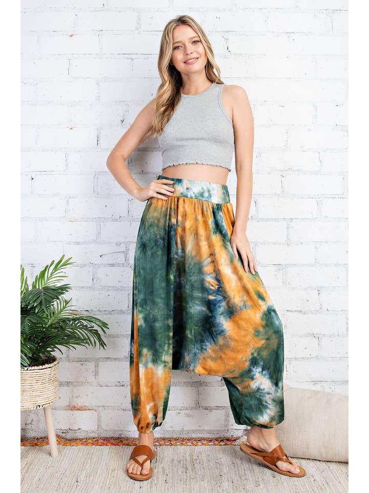FSL Apparel - Wholesale Pants - Women's - SP6761 - TIE DYE PRINTED JERSEY CINCHED HAREM PANTS10
