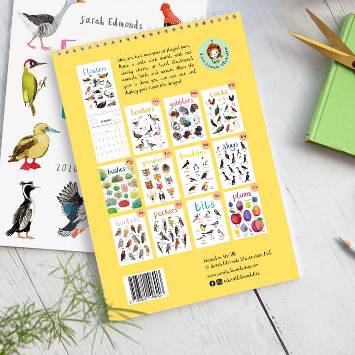 2026 'Für den Spaß daran' Frecher Wandkalender für den Großhandel von Sarah Edmonds Illustration