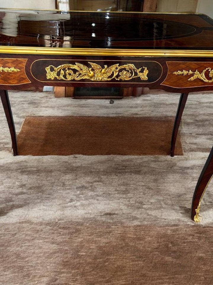 Louis XV Style Writing Desk | Marquetry Inlay & Ormolu Trim for wholesale by MALuxury Furniture
