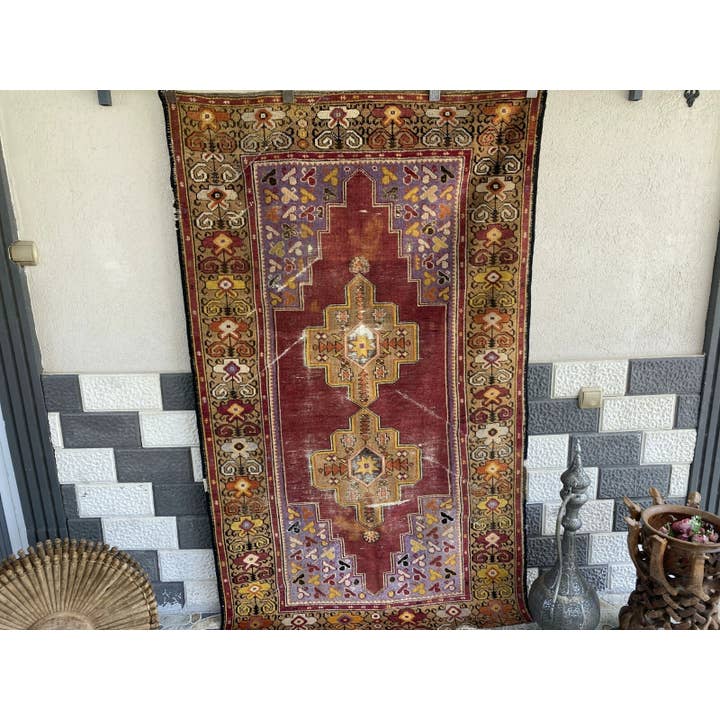 Oushak Rugs - Wholesale Area Rug - Vintage Turkish Oushak Handmade Geometric Wool Rug 4x6 ft1