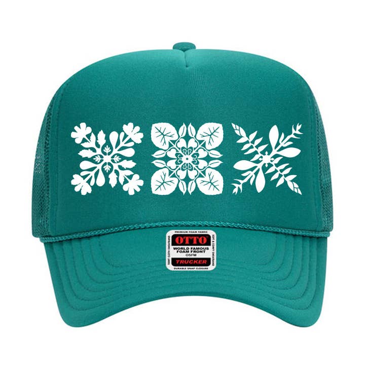 3Quilt Trucker Hat (White Print) for wholesale by Na Koa Brand