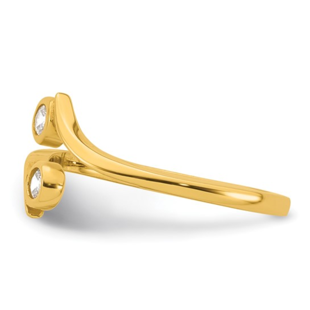 FCJ Jewelry LLC - Wholesale Toe Ring - 10K Yellow Gold Cubic Zirconia Adjustable Bypass Toe Ring2