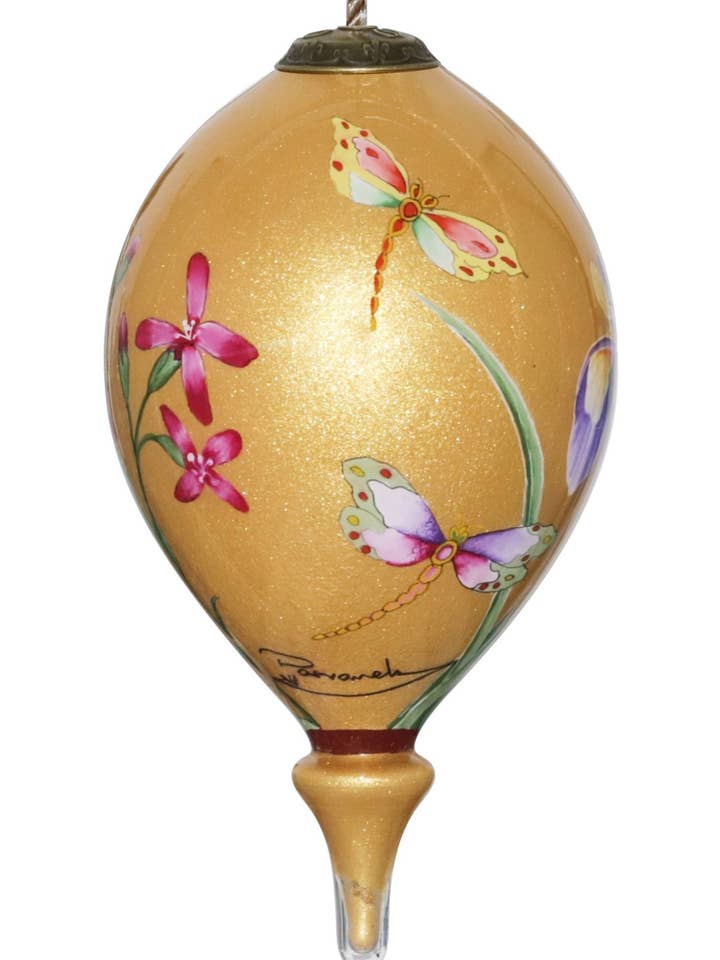 Ornamento in Vetro con Fiori e Libellule per la vendita all'ingrosso da parte di Inner Beauty Gifts