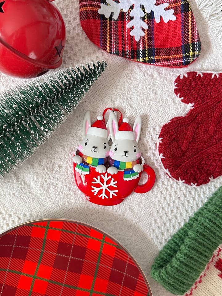 Bunny Couple LGBTQ+ Christmas Ornament for wholesale by Rainbow Certified