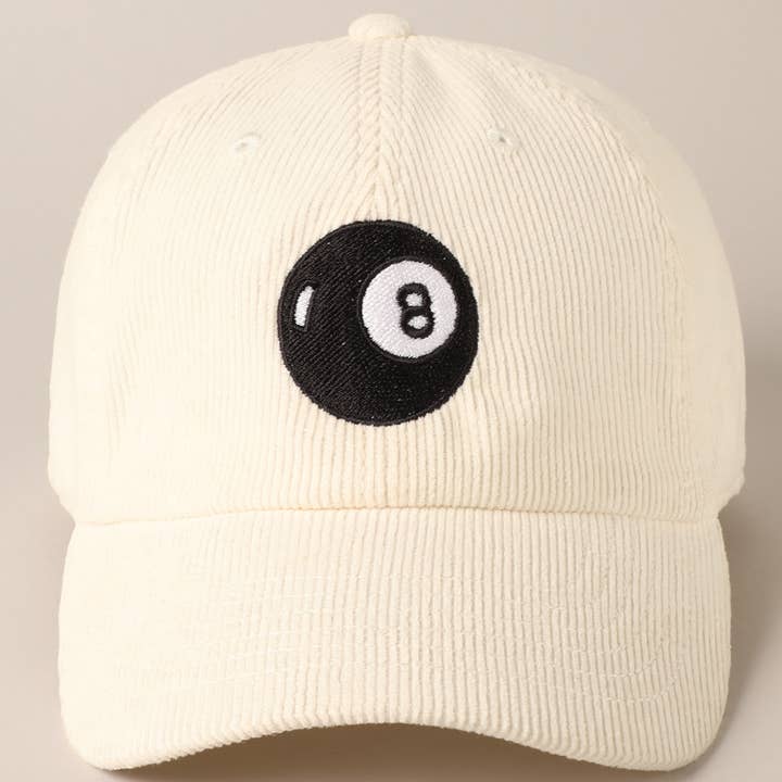 Fashion City - Wholesale Baseball Cap - Women's - 8 Ball Embroidered Corduroy Cap