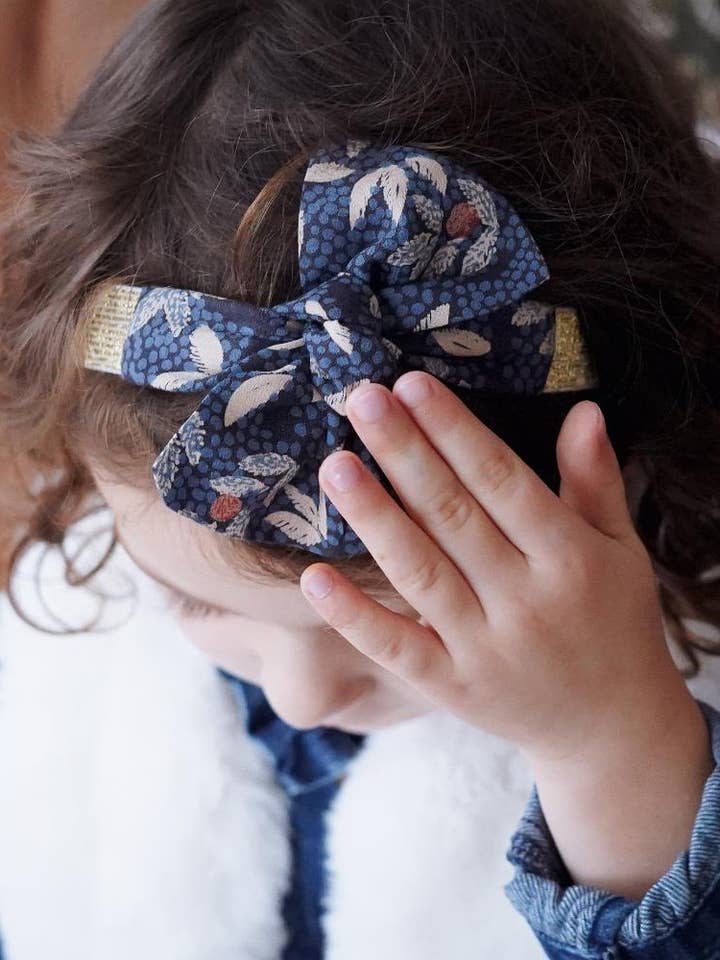 Elastic Headband - Anna - Denim Blue for wholesale by Jolie mouette