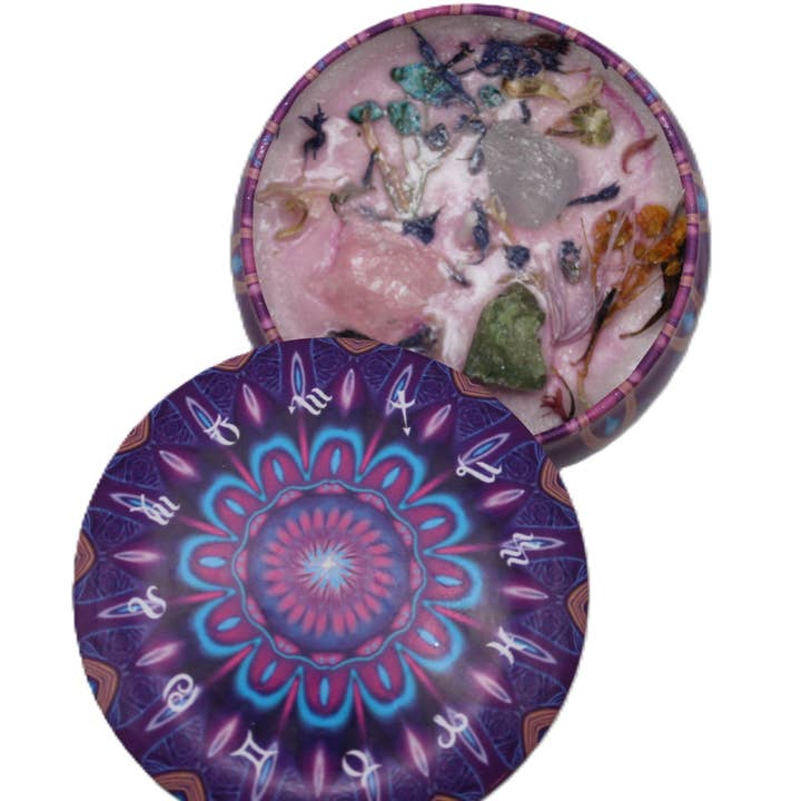 Organic Crystal Meditation Decorative Candle Purple Wave for wholesale by SWC Sisu Wellness Center