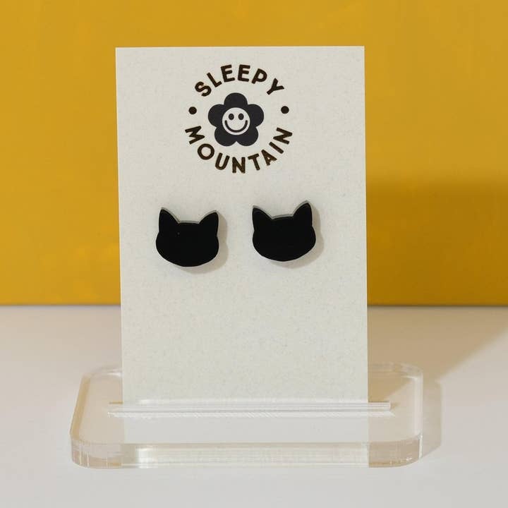 Black Cat Silhouette Stud Earrings for wholesale by Sleepy Mountain