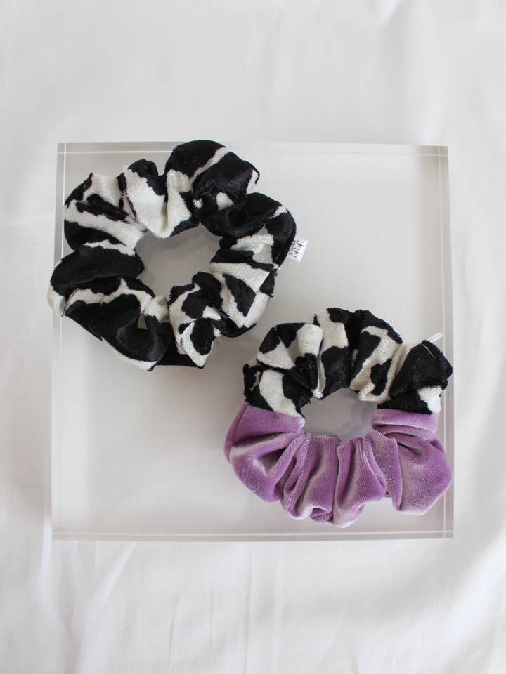 Cow Print Cowgirl Western Velvet Scrunchies for wholesale by JoJo Makes