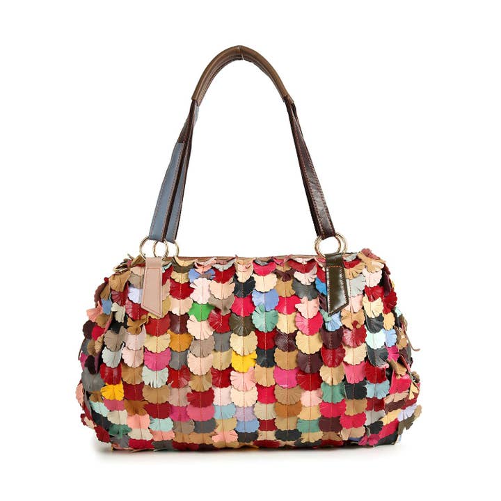 Multi Genuine Leather Colorful Petal Weekender Bag for wholesale on Faire1