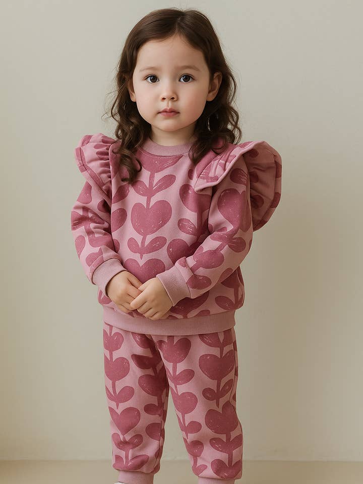 Ensemble de détente à volants pétale de rose pour la vente par Birdie Lane Baby + Kids