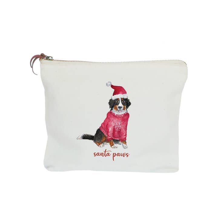bernese santa paws zipper pouch for wholesale by Tina Labadini Designs