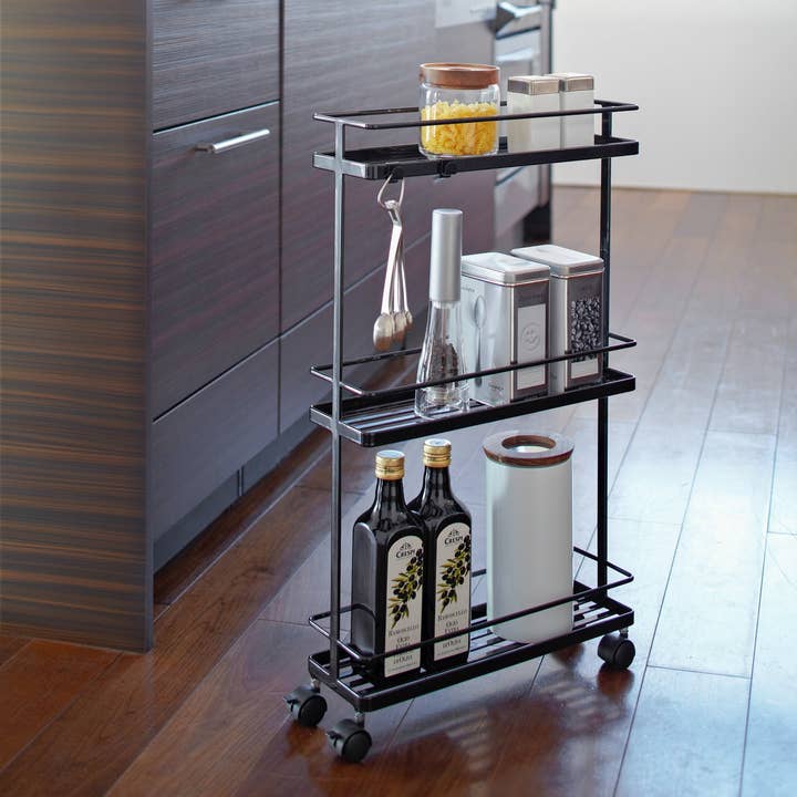Yamazaki Home - Wholesale Free Standing Shelf - Tower Rolling Cart - Steel4