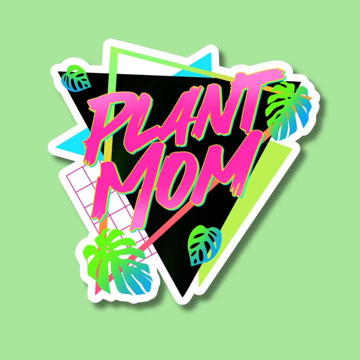 90's Vibe Plant Mom Sticker, Plant Shop Sticker, Neon Plant for wholesale by The Vinyl Rose