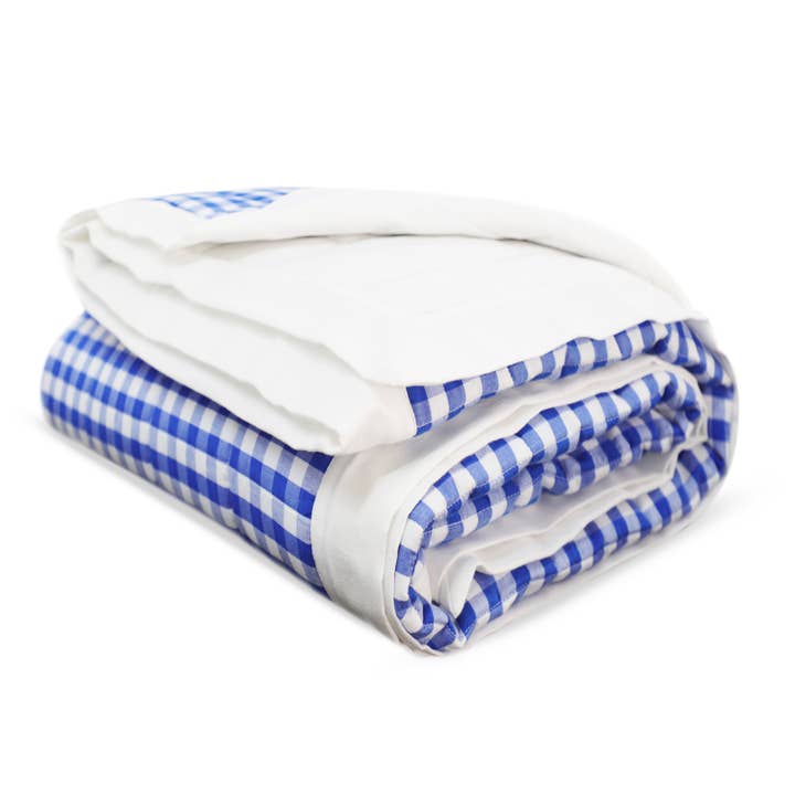 Amore Beauté - Wholesale Quilt - Blue White Gingham Cotton Quilt and Shams, Multiple Sizes