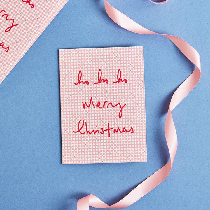 Heather Evelyn - Wholesale Christmas card - Diamond Ho Ho Ho Pink Card