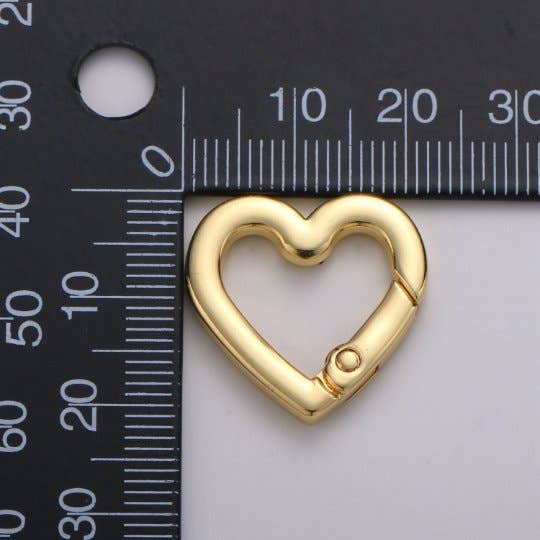 Aim Eternal - Wholesale Clasp - Chunky Gold Spring Gate Ring, Push Gate ring, 22x22mm Heart Clasp Charm Holder 24K Gold Filled Clasp for Link Chain Connector Supp-990 L-054 L-0552