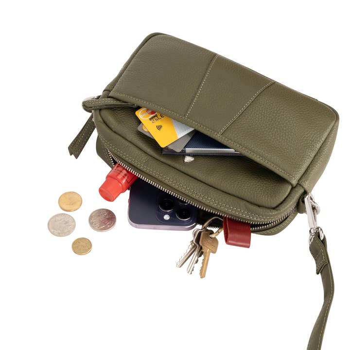 Greenwood Leather AU - Wholesale Crossbody bag – Women's - Siena Mini Crossbody – Olive Green Leather Bag3