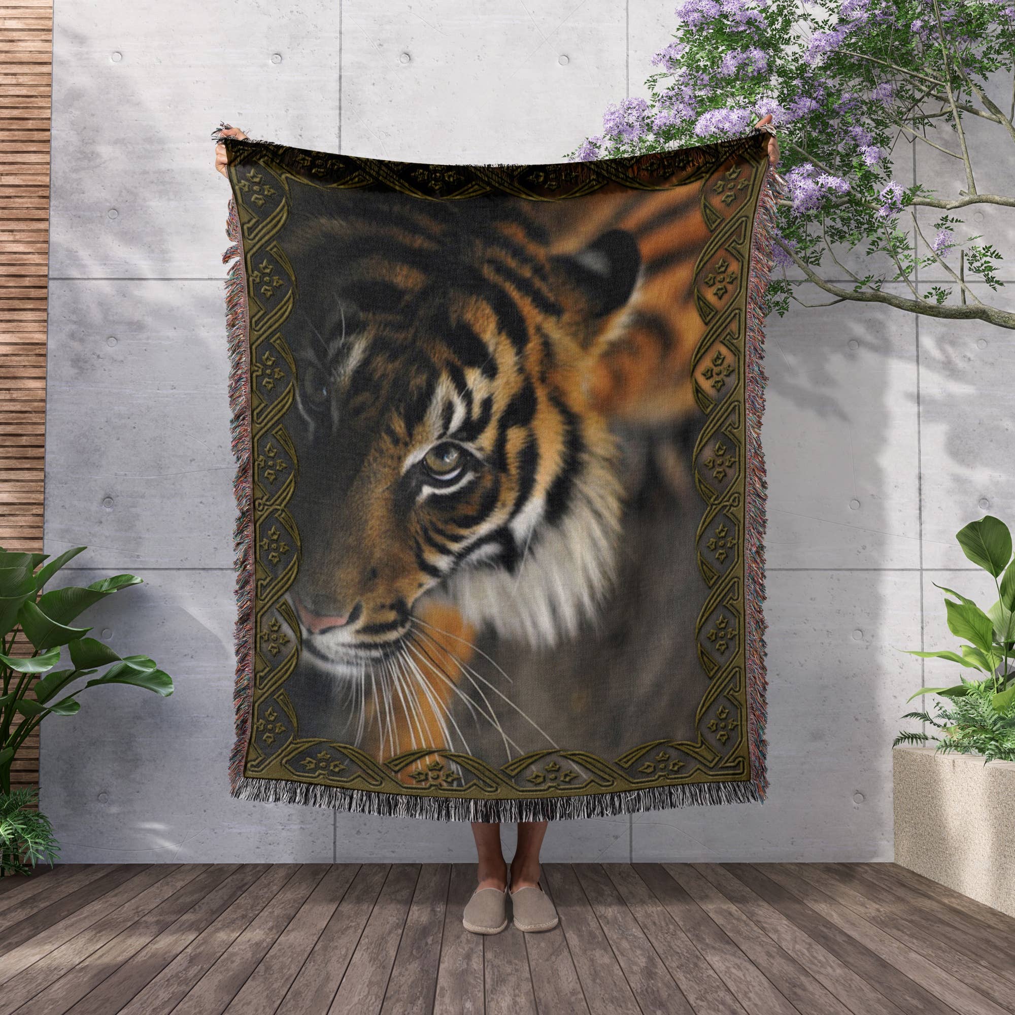 3dRose - Wholesale Throw Blanket - 3dRose, Beautiful Bengal Tiger Print and Frame, Blanket2