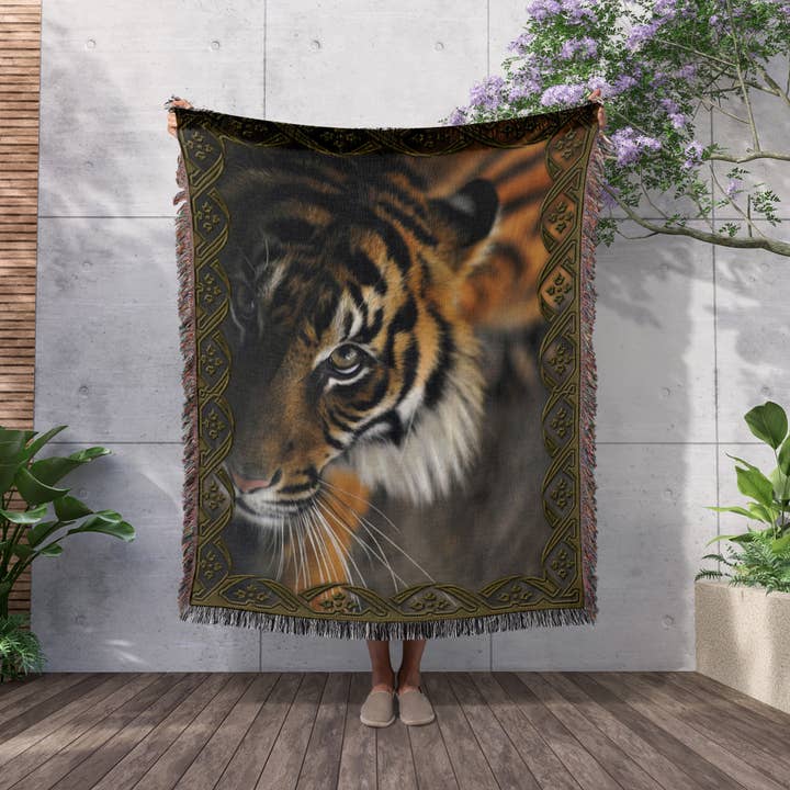 3dRose - Wholesale Throw Blanket - 3dRose, Beautiful Bengal Tiger Print and Frame, Blanket2