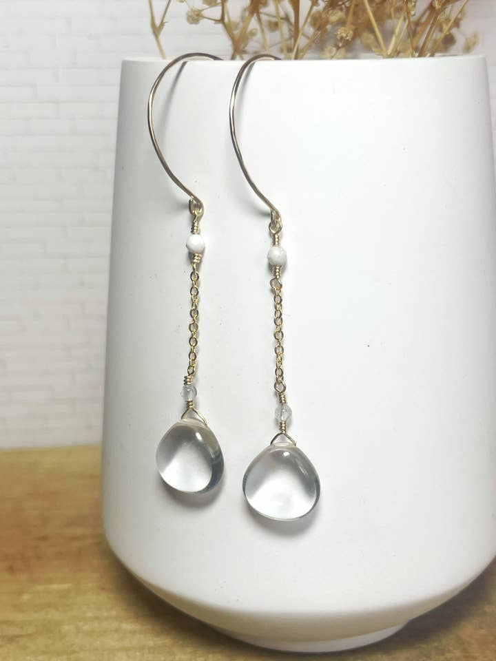 Crystal Quartz Dew Drop Earrings for wholesale by Rage Gems & Jewelry