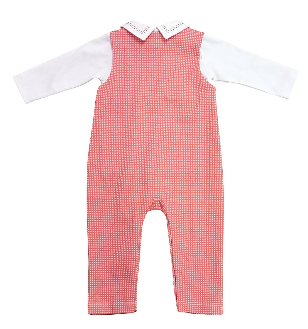 Marco and Lizzy - Wholesale Overalls - Kids - Christmas Boy's Longall  pima cotton red checks Set1