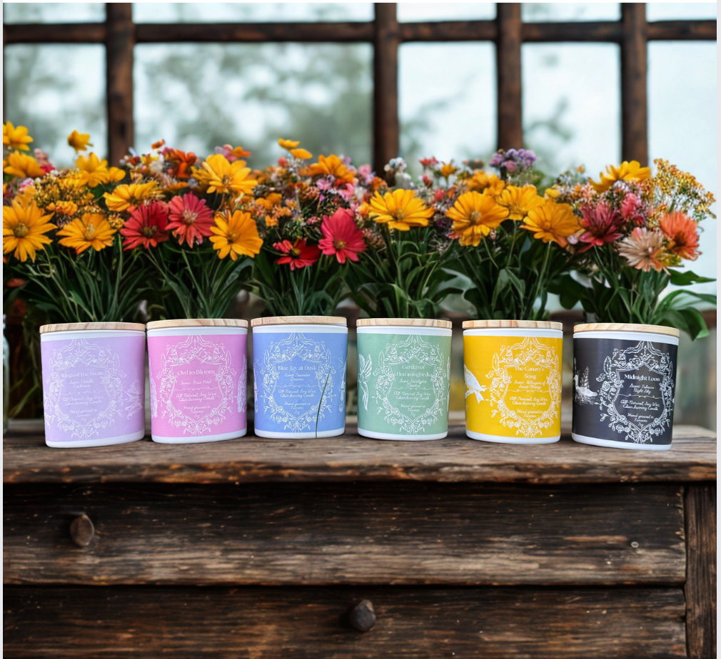 Feather & Flame Inc - Wholesale Jar/Filled Candle - "The Canary's Song " - Sweet Orange 100% Soy Wax Candle3