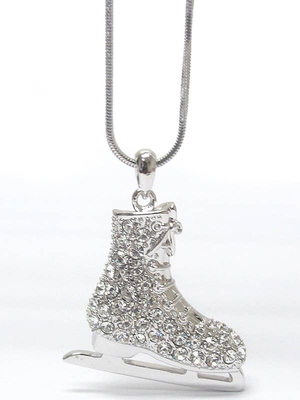 ( C096 ) CRYSTAL ICE SKATING SHOE PENDANT NECKLACE for wholesale by Jewelry Max