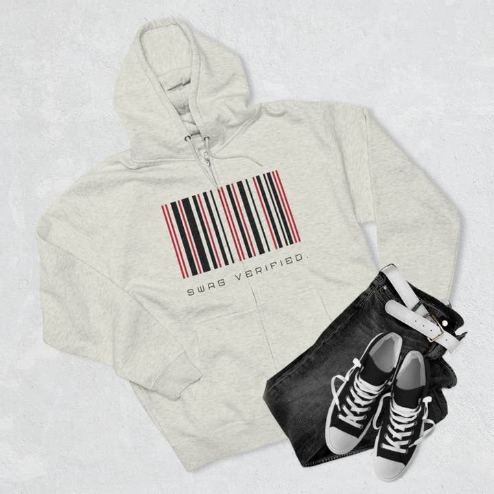 Ohhh So Swag - Wholesale Hoodie - Unisex - Swag Verified. Barcode Unisex Premium Full Zip Hoodie | US30