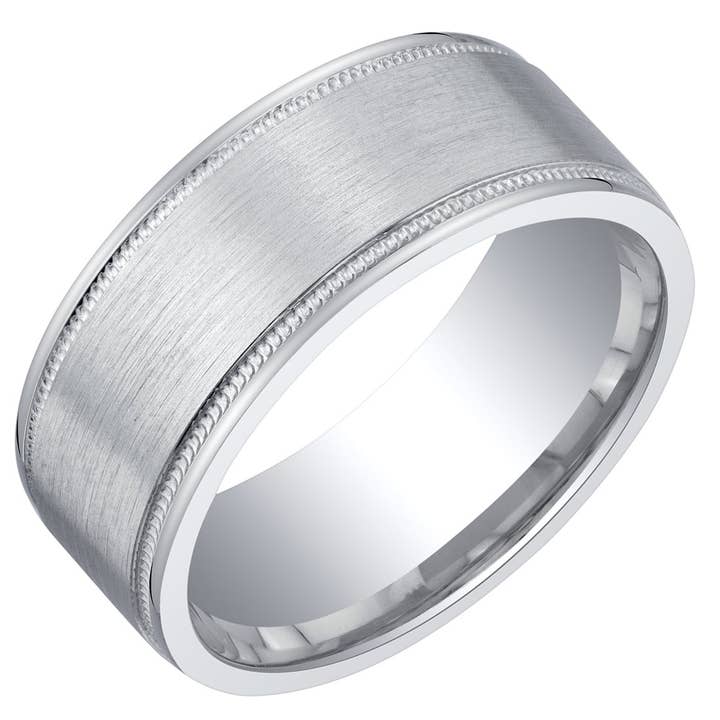 Men's Sterling Silver Band in Brushed Matte 8mm Sz 9.5 for wholesale by Peliani