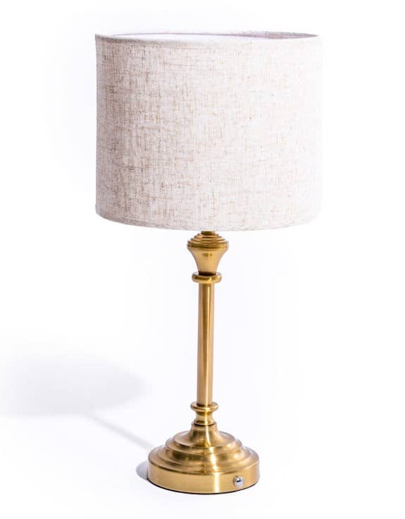 McGowan & Rutherford Ltd - Wholesale Accent/Desk Lamp - Classic Brass Rechargeable Table Lamp w/ Cylinder