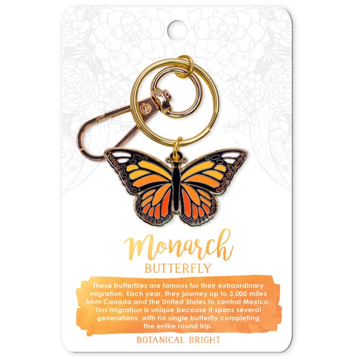 Monarch Butterfly Enamel Keychain for wholesale by Botanical Bright