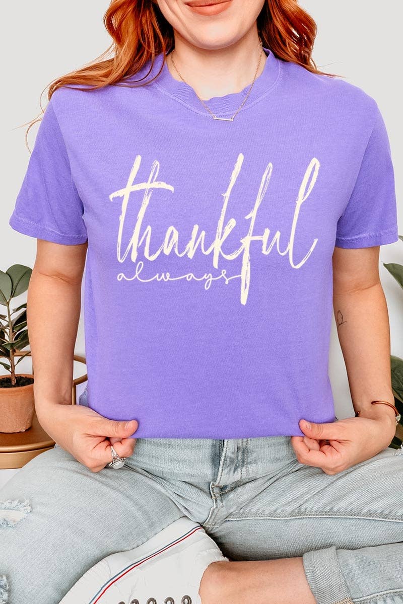 COLORBEAR - Wholesale T-Shirt (Graphic) - Women's - Thankful Graphic Garment Dyed Tee2