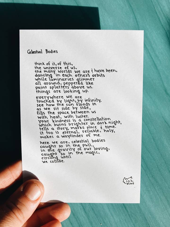 Celestial Bodies // Poem for wholesale by NOTESONTHEWAY