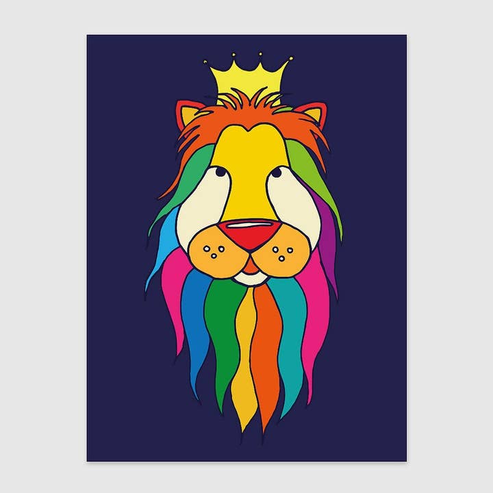 The King Wall Art Print, Lion Wall Art Print, Rainbow, Pride for wholesale by Baldy And The Fidget