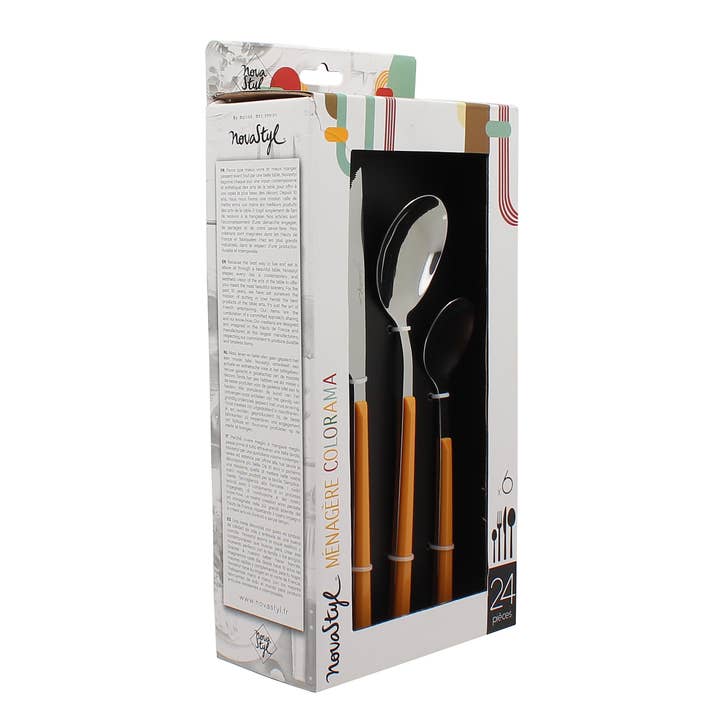 Novastyl - Wholesale Assorted Cutlery Set - Colorama 24-piece yellow stainless steel cutlery set5