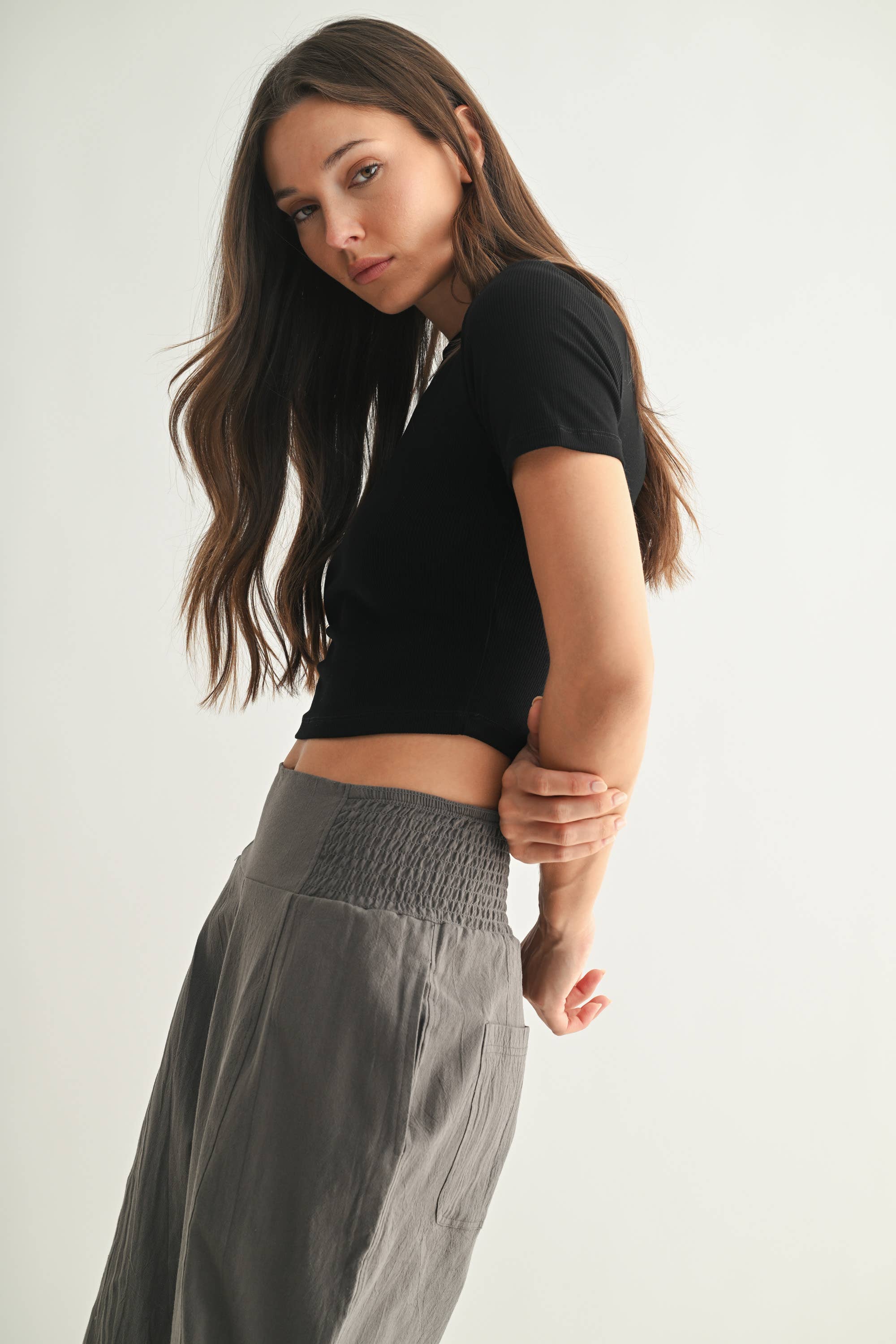 Mono B - Wholesale Athletic Top - Women's - Essential Micro-Ribbed Athleisure Baby Tee1