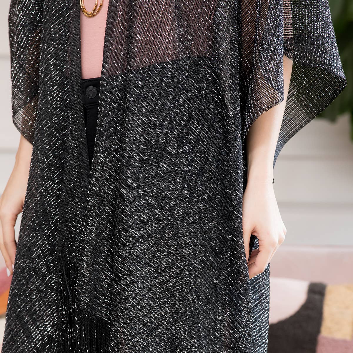 MYS Wholesale Inc - Wholesale Kimono - Women's - Elegant Metallic Colored Tassel Beach Kimono6