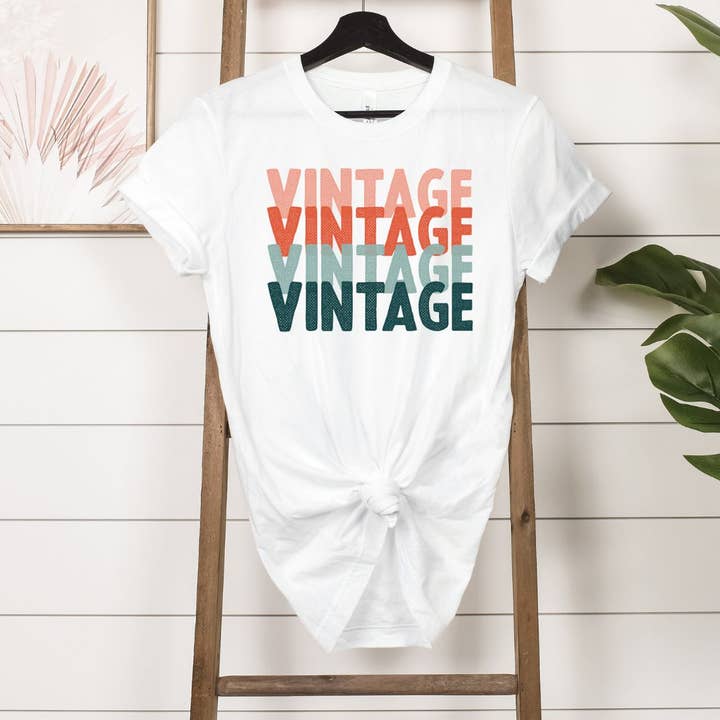 Vintage on Repeat White Tee for wholesale by Simply Tees