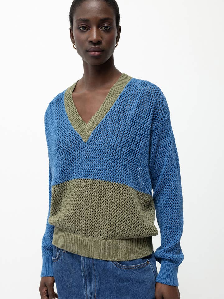 Tvåfärgad stickad tröja (437528-170) för wholesale av Lanidor