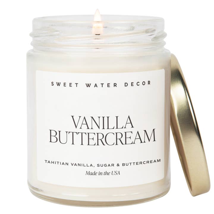 Sweet Water Decor - Wholesale Jar/Filled Candle - Vanilla Buttercream 9 oz Soy Candle - Home Decor & Gifts