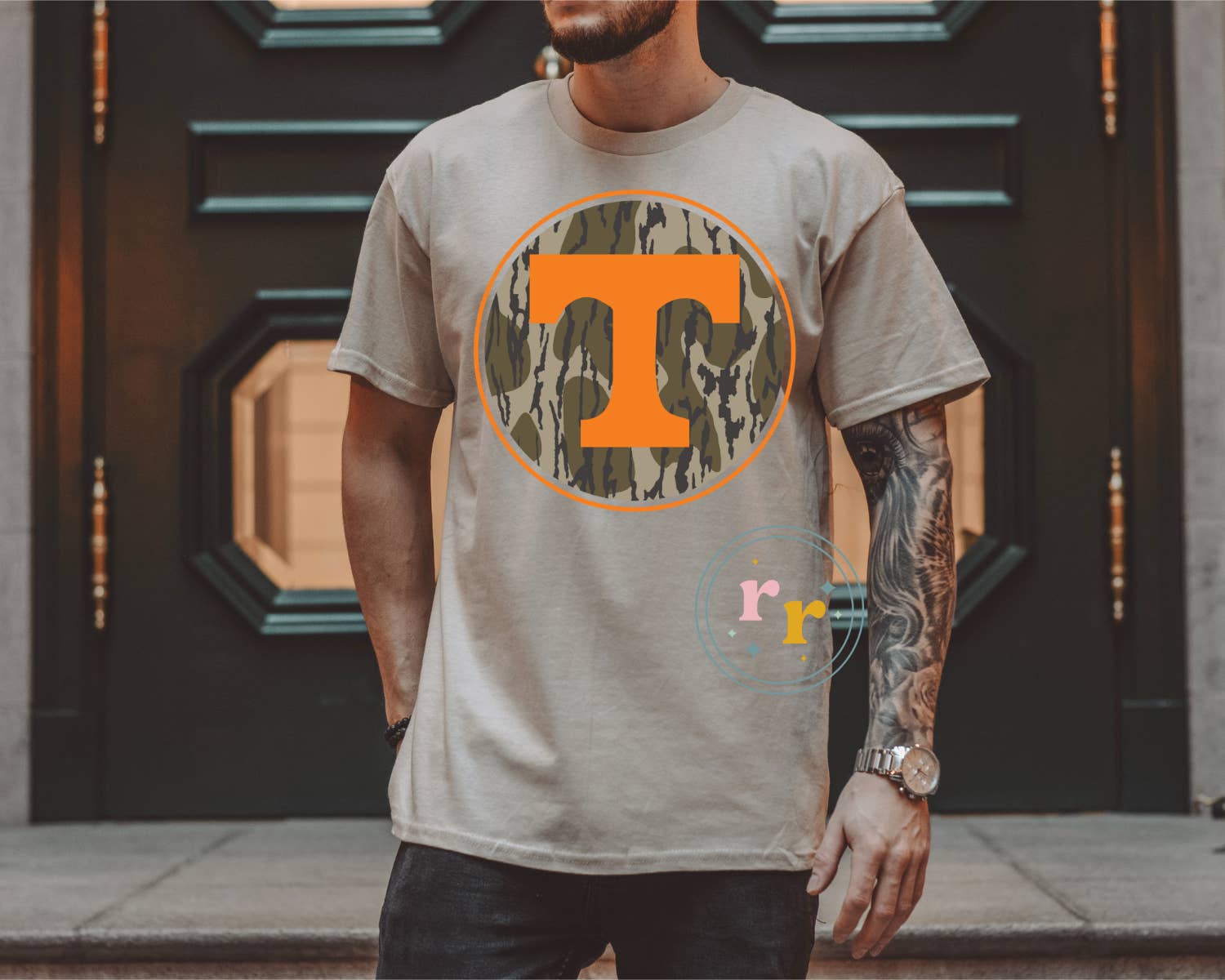 Rebellious Rose LLC - Wholesale T-Shirt (Graphic) - Unisex - Bottomland Camo Tennessee Orange Graphic T-shirt